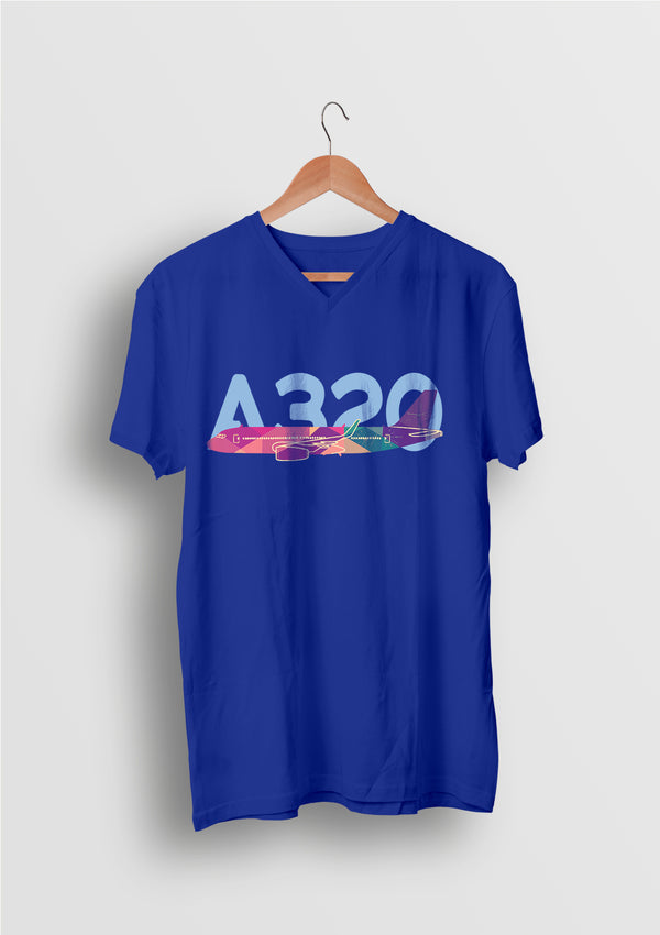 Airbus A320 Royal blue V-neck Aviation T-shirt