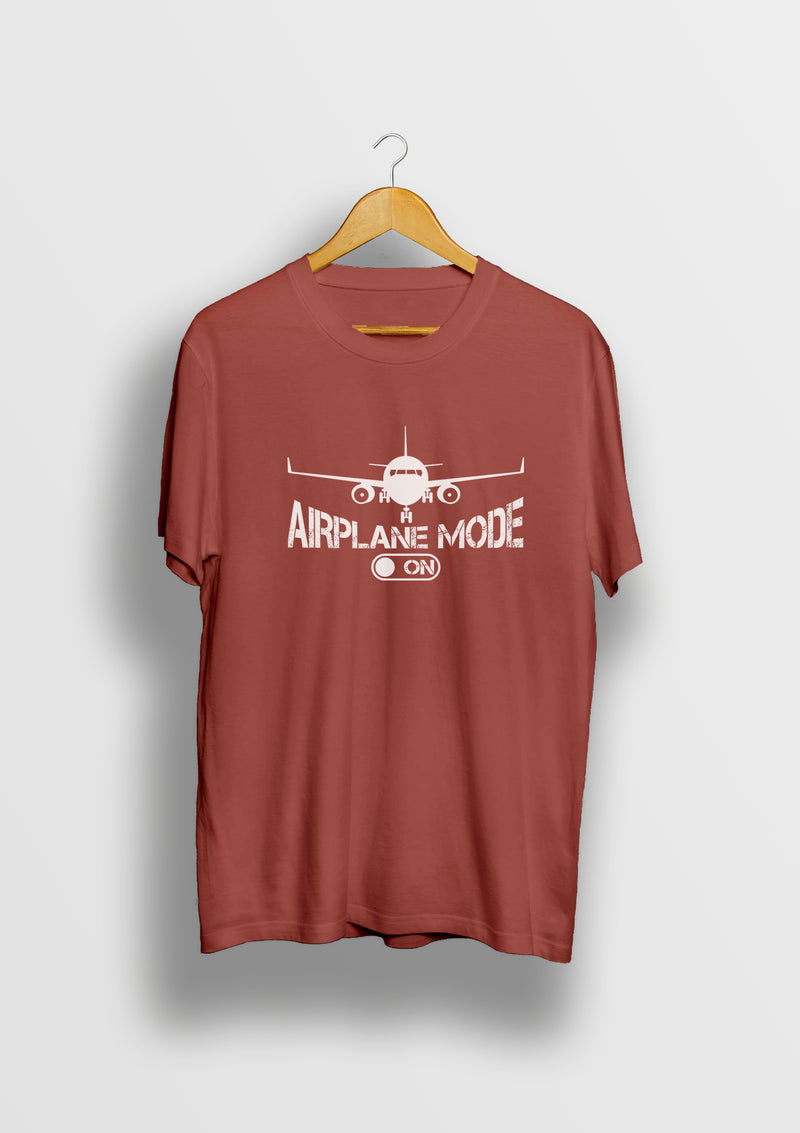 Airplane Mode Red cotton T shirt