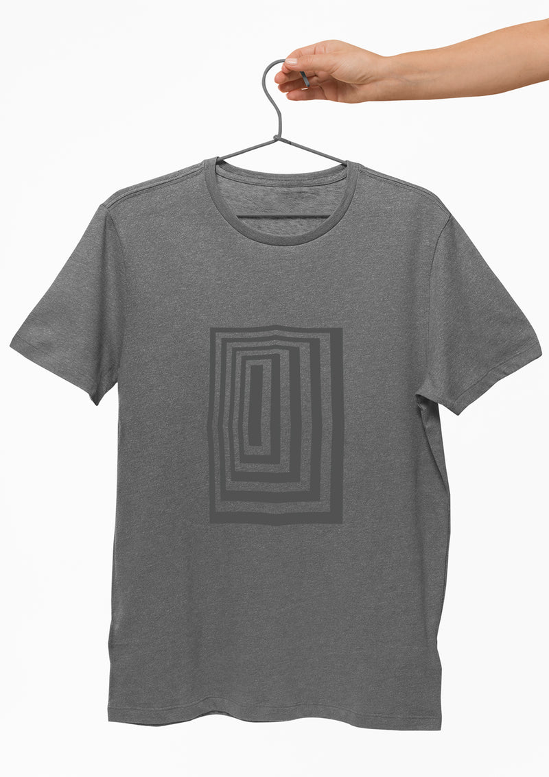 Charcoal Grey round neck printed Cotton T shirt