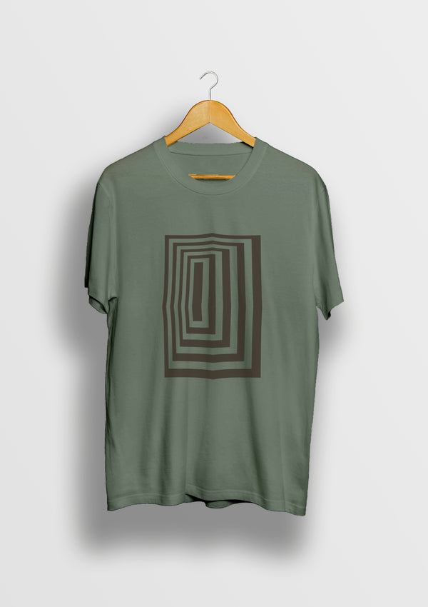 Olive Green round neck printed Cotton T shirt