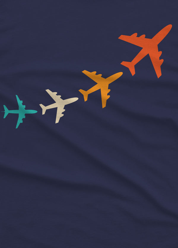 Aviation T shirts by LetsDviate, Navy blue V-neck half sleeve printed premium Cotton T-shirt