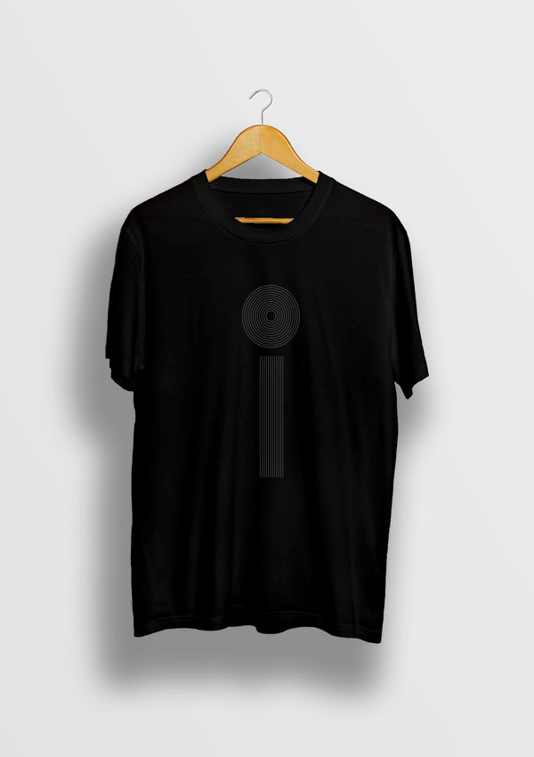 Black round neck printed Cotton T shirt