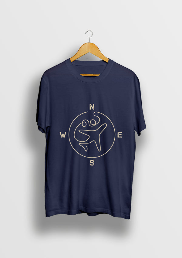 Aviation T shirts by LetsDviate, Navy Blue round neck printed Cotton T shirt