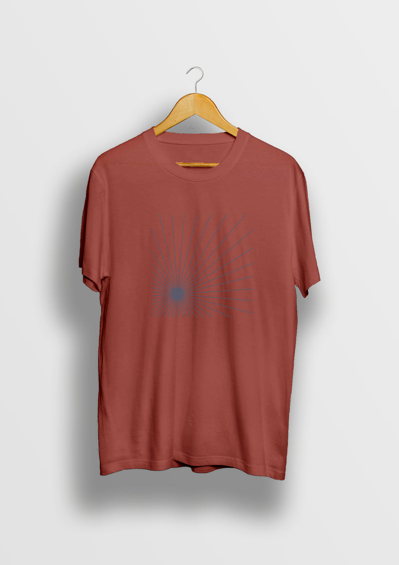 Red round neck printed Cotton T shirt