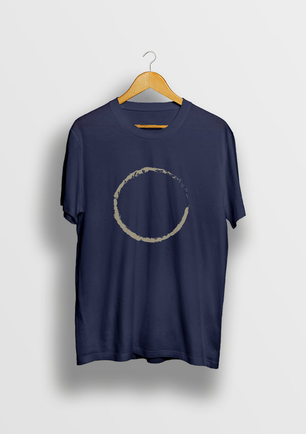Navy Blue round neck printed Cotton T shirt